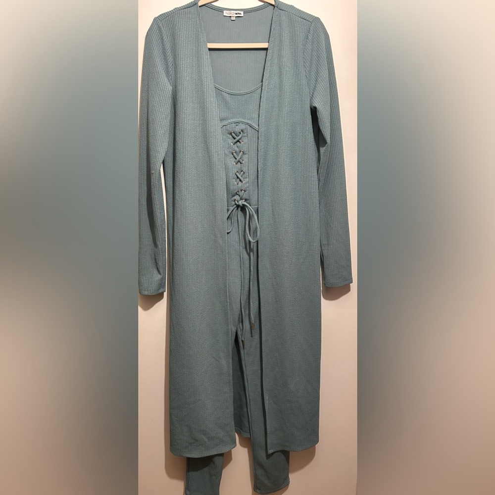 Teal 2 Piece Jumpsuit and Duster